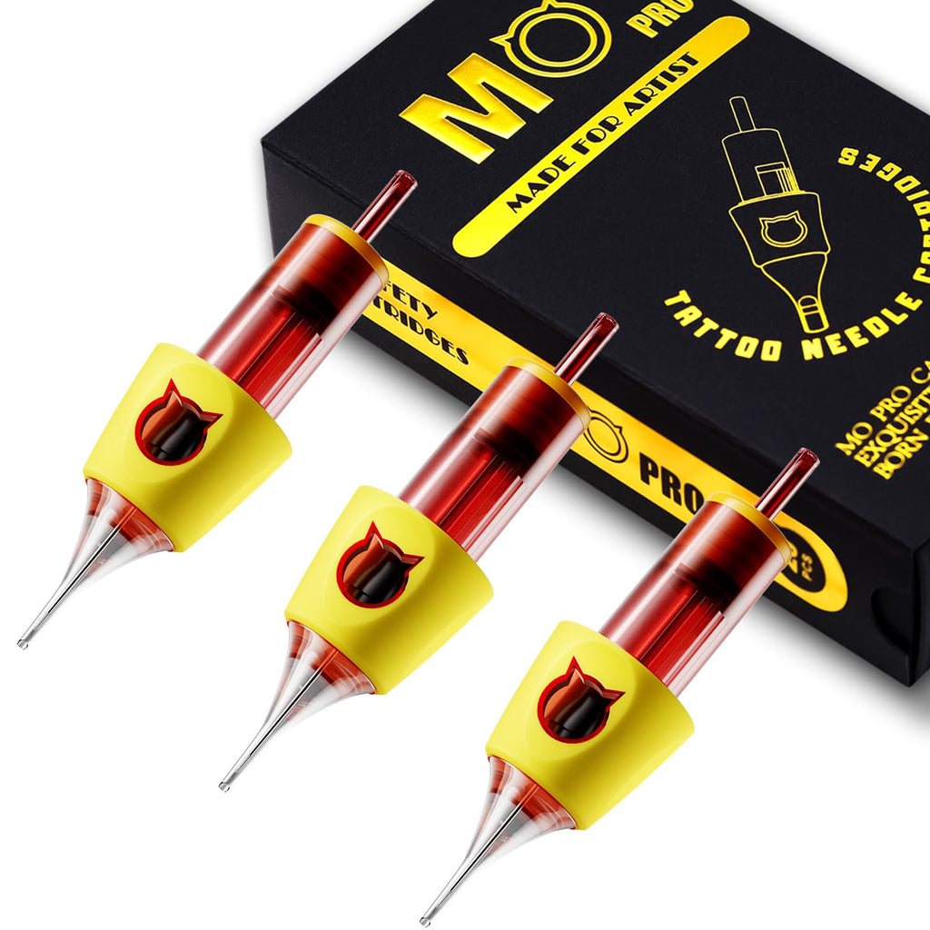 MO MOLONG MO PRO Expert Grade Tattoo Cartridge Needles – 20Pcs Bugpin #10 Round Liner with Silicone Finger Ledge