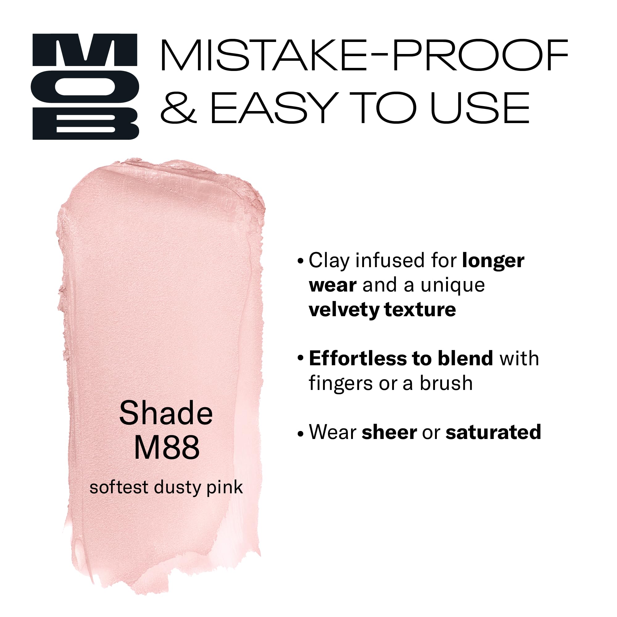 MOB Beauty Cream Clay Eyeshadow M88 – Soft Dusty Pink, Buildable, Vegan & Clean