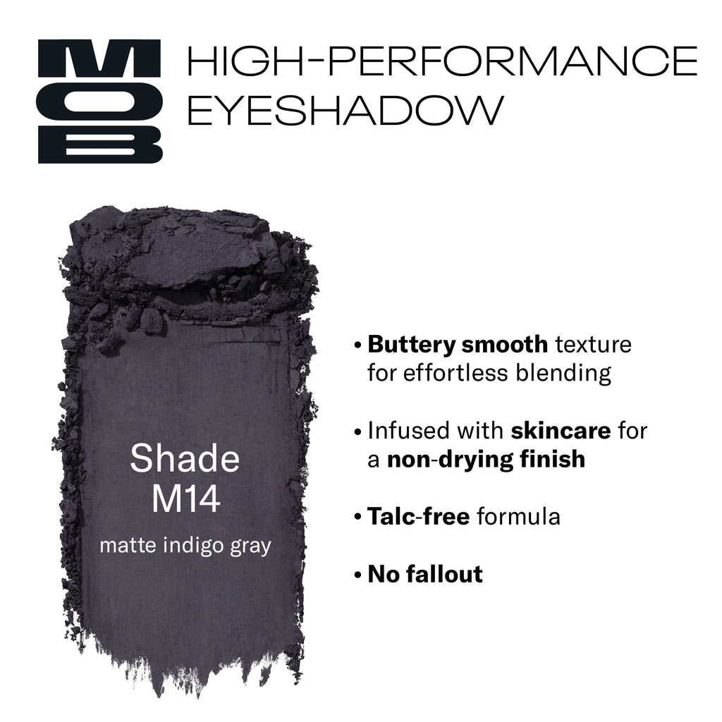 MOB Beauty Eyeshadow M14 Matte Indigo Grey – Vegan, Talc-Free, Refillable for Soft to Smoky Looks