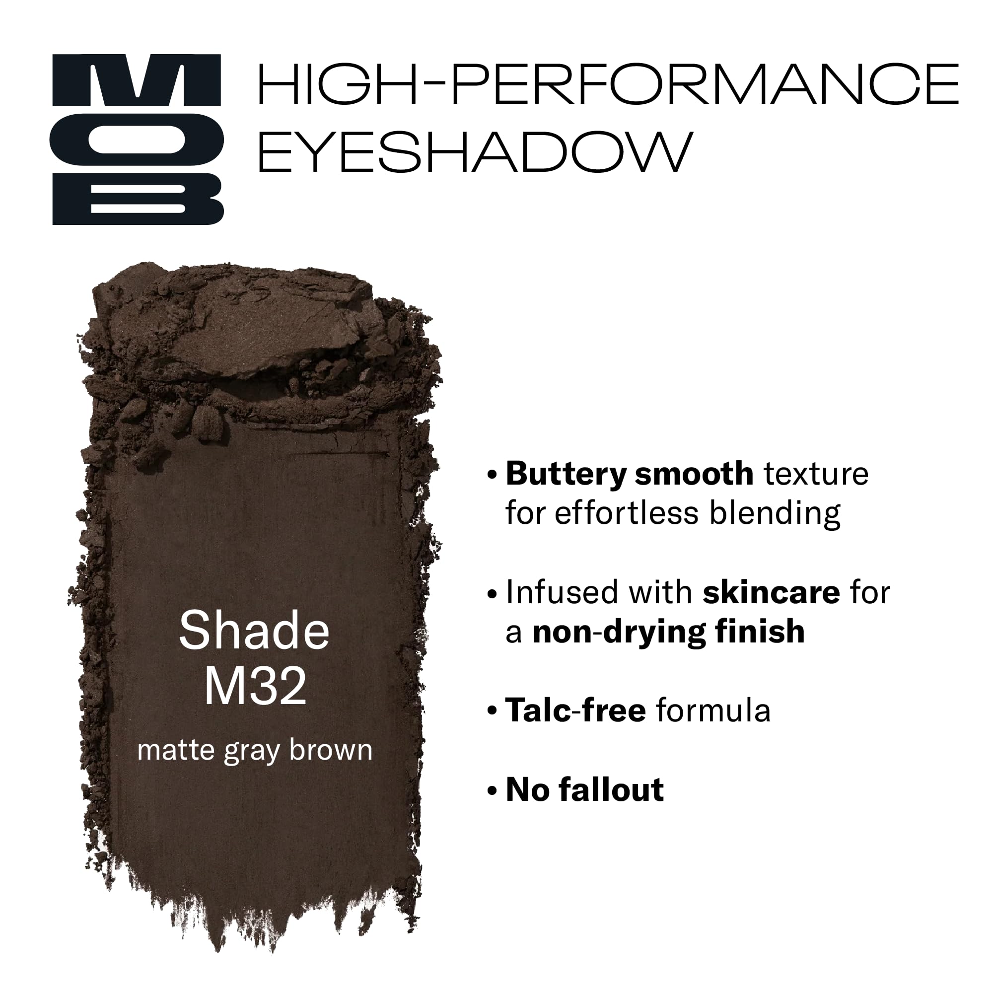 MOB Beauty Eyeshadow M32 Matte Gray Brown – Long-Wear, Vegan, Cruelty-Free, Refillable