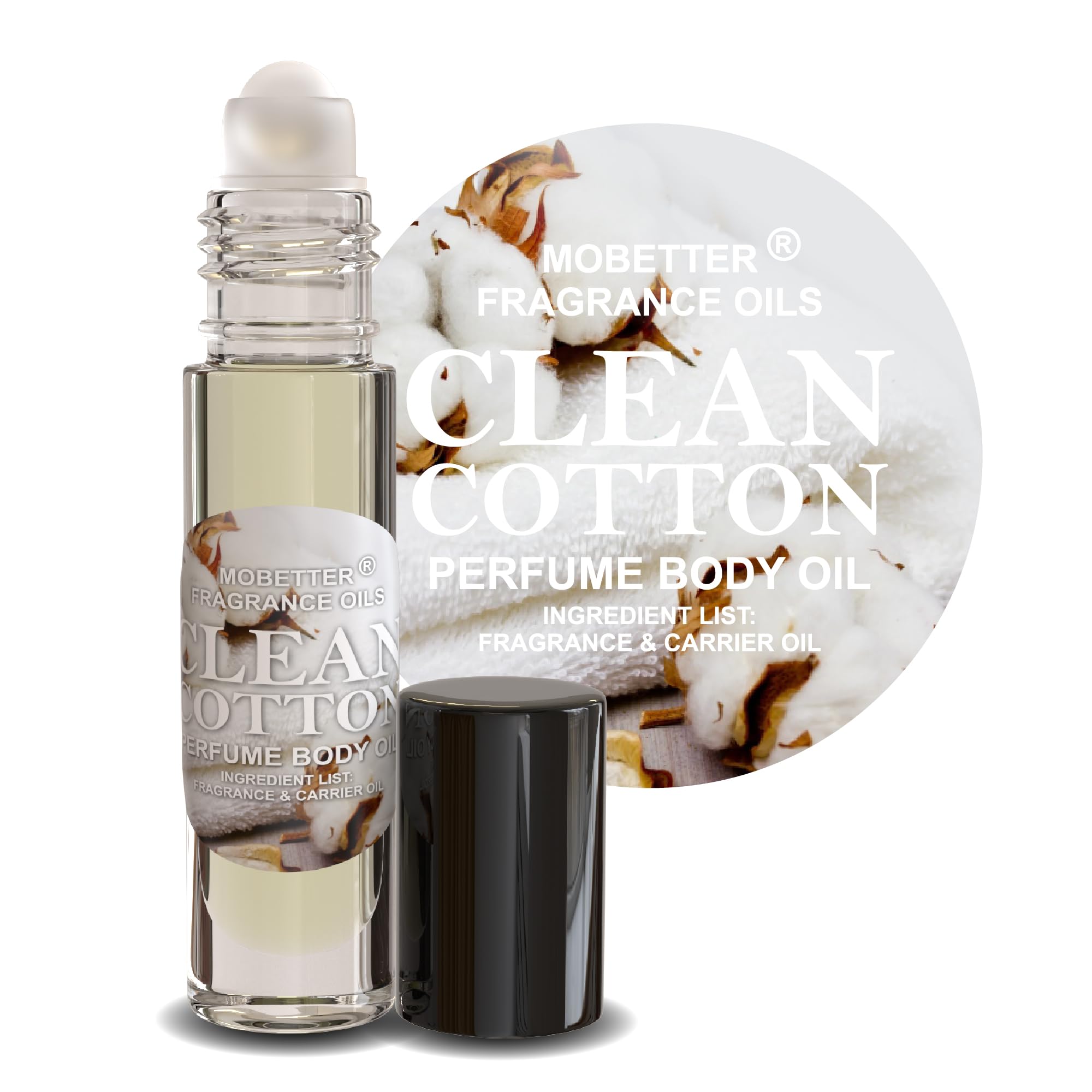 MOBETTER Clean Cotton Perfume Body Oil — Alcohol-Free, Long-Lasting Fragrance