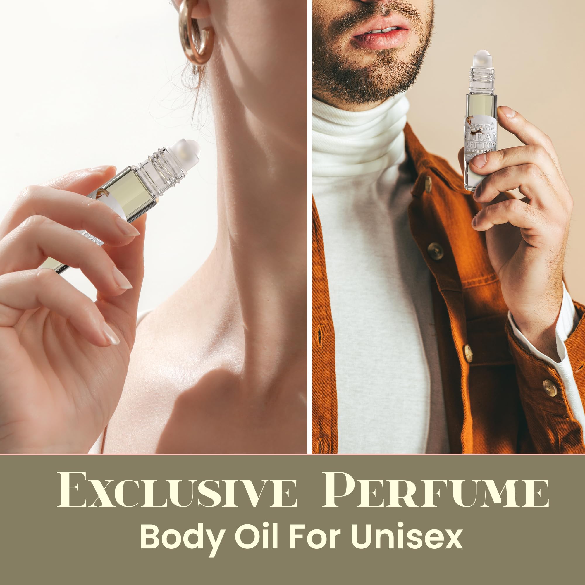 MOBETTER Clean Cotton Perfume Body Oil — Alcohol-Free, Long-Lasting Fragrance