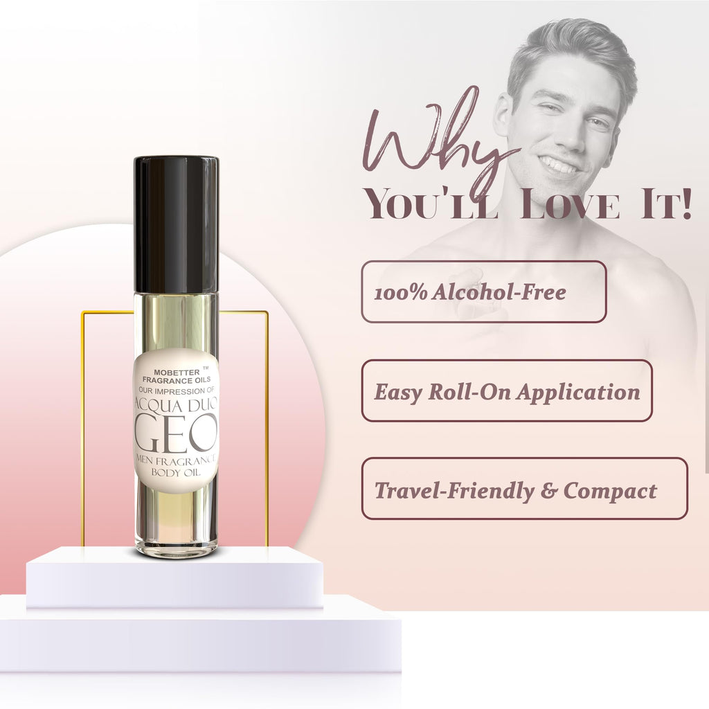 MOBETTER FRAGRANCE OILS Acqua Duo Geo Cologne Body Oil for Men – 10ml Roll-On