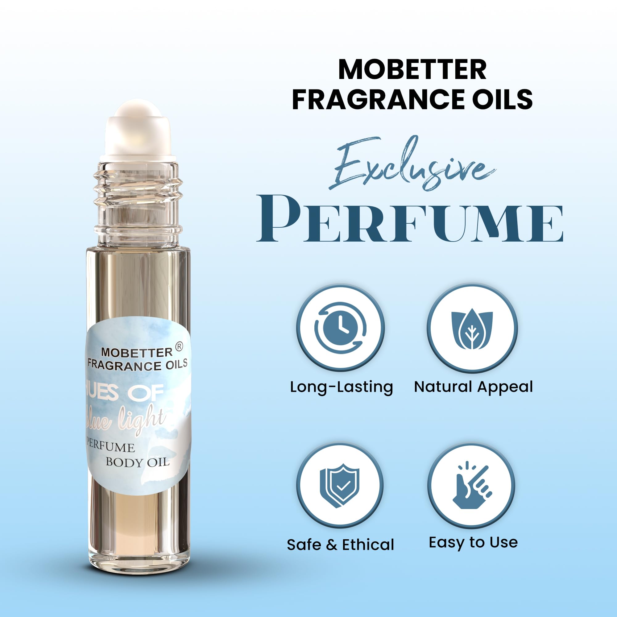 MOBETTER FRAGRANCE OILS – Hues Of Blue Light Body Oil for Women | Floral Fruity, Long-Lasting, Travel Size