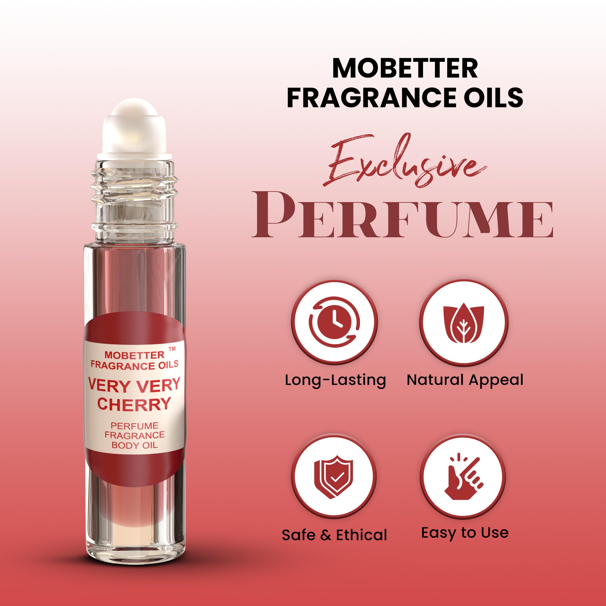 MOBETTER Very Very Cherry Unisex Body Oil Perfume – Long-Lasting, Alcohol-Free