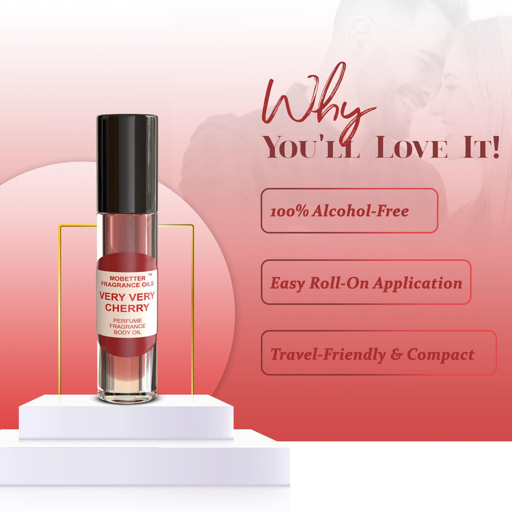 MOBETTER Very Very Cherry Unisex Body Oil Perfume – Long-Lasting, Alcohol-Free