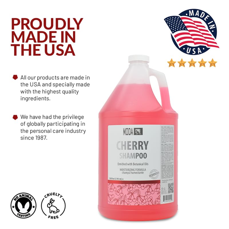MODA Cherry Shampoo – Deep Cleanse & Nourish for All Hair Types, 128 Oz | USA Made