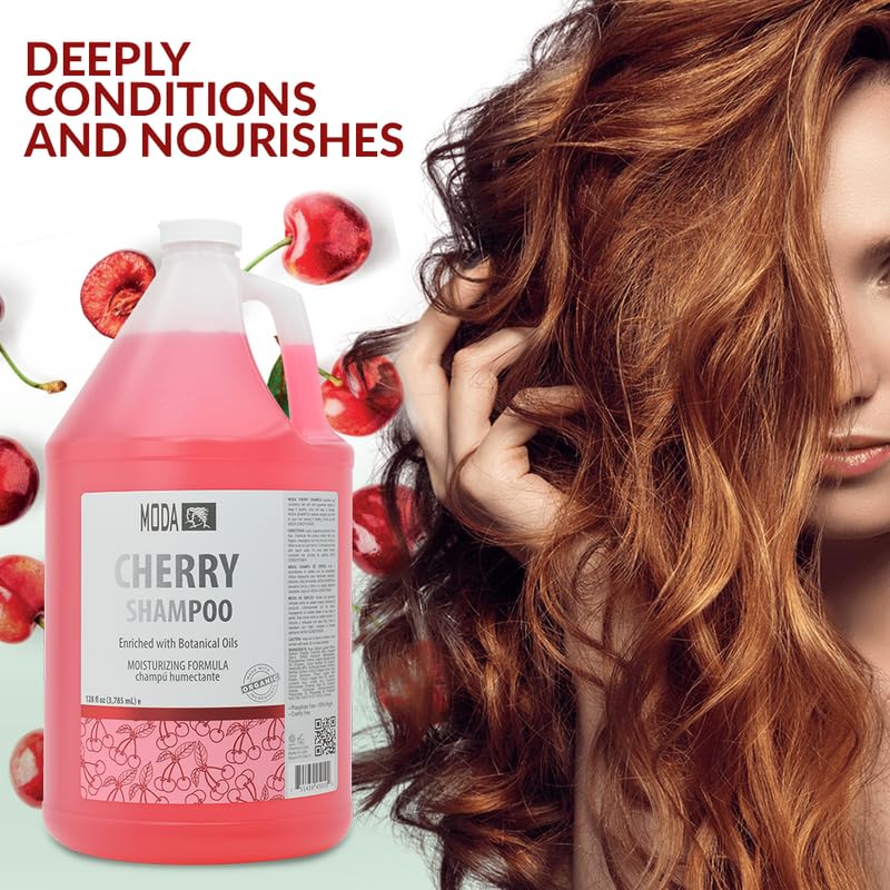 MODA Cherry Shampoo – Deep Cleanse & Nourish for All Hair Types, 128 Oz | USA Made