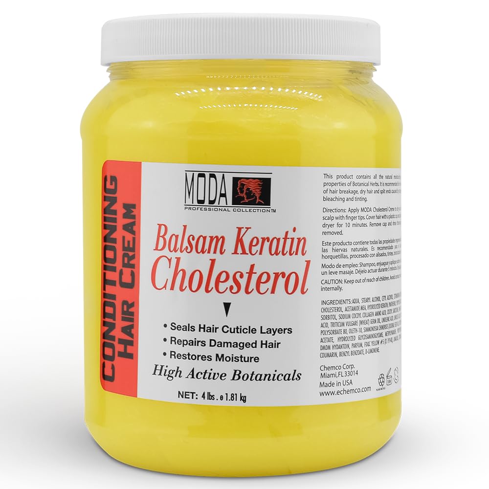 MODA Cholesterol Deep Conditioning Hair Cream – Keratin, Panthenol, Collagen Amino Acids, Jojoba Oil, Vitamin E (64 Oz)
