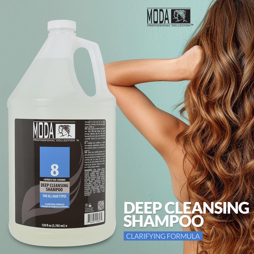 MODA Deep Cleansing Shampoo – 128 oz, 4 Extracts & 4 Vitamins – For All Hair Types