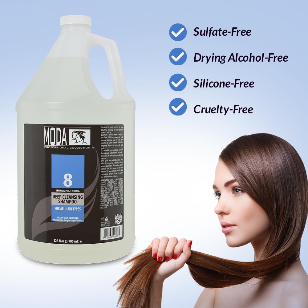 MODA Deep Cleansing Shampoo – 128 oz, 4 Extracts & 4 Vitamins – For All Hair Types