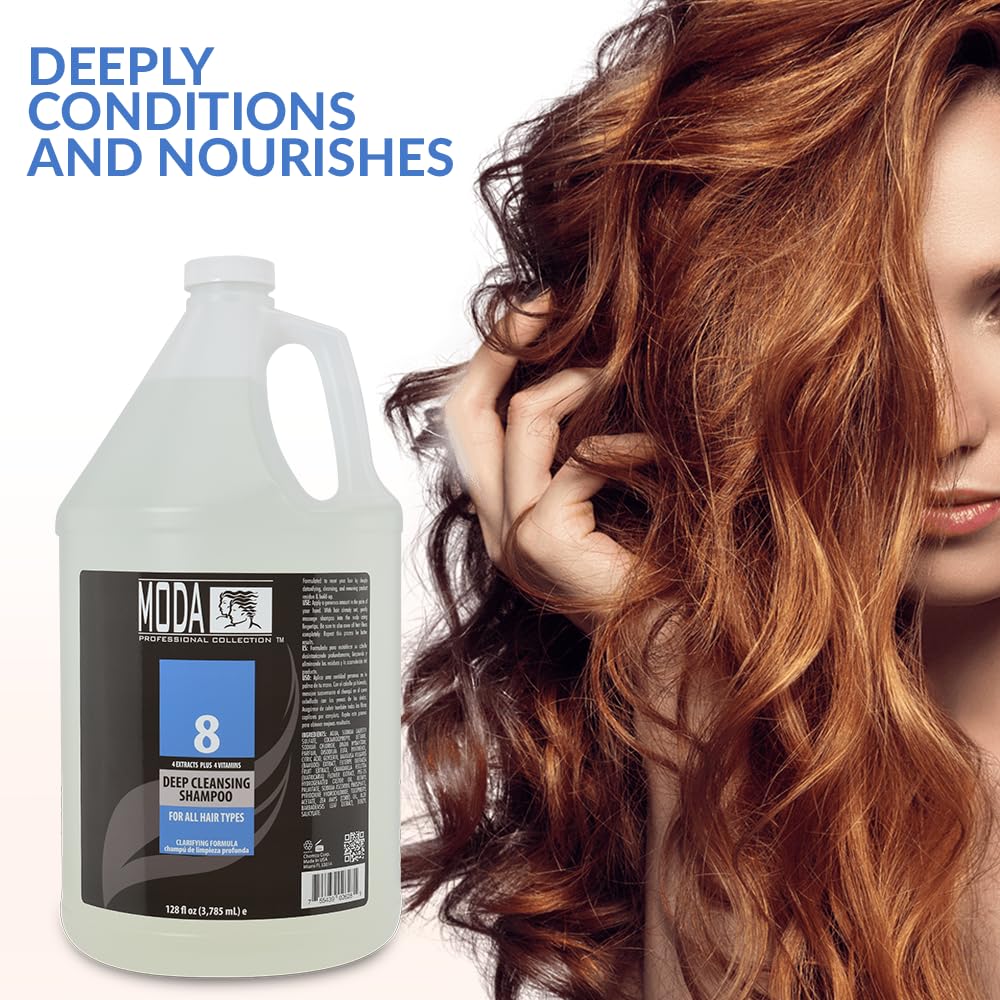 MODA Deep Cleansing Shampoo – 128 oz, 4 Extracts & 4 Vitamins – For All Hair Types