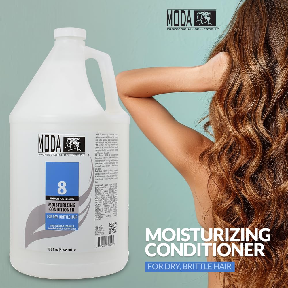 MODA Hair Conditioner with 4 Extracts + 4 Vitamins — Ultra Moisture for Dry Hair (128 oz)