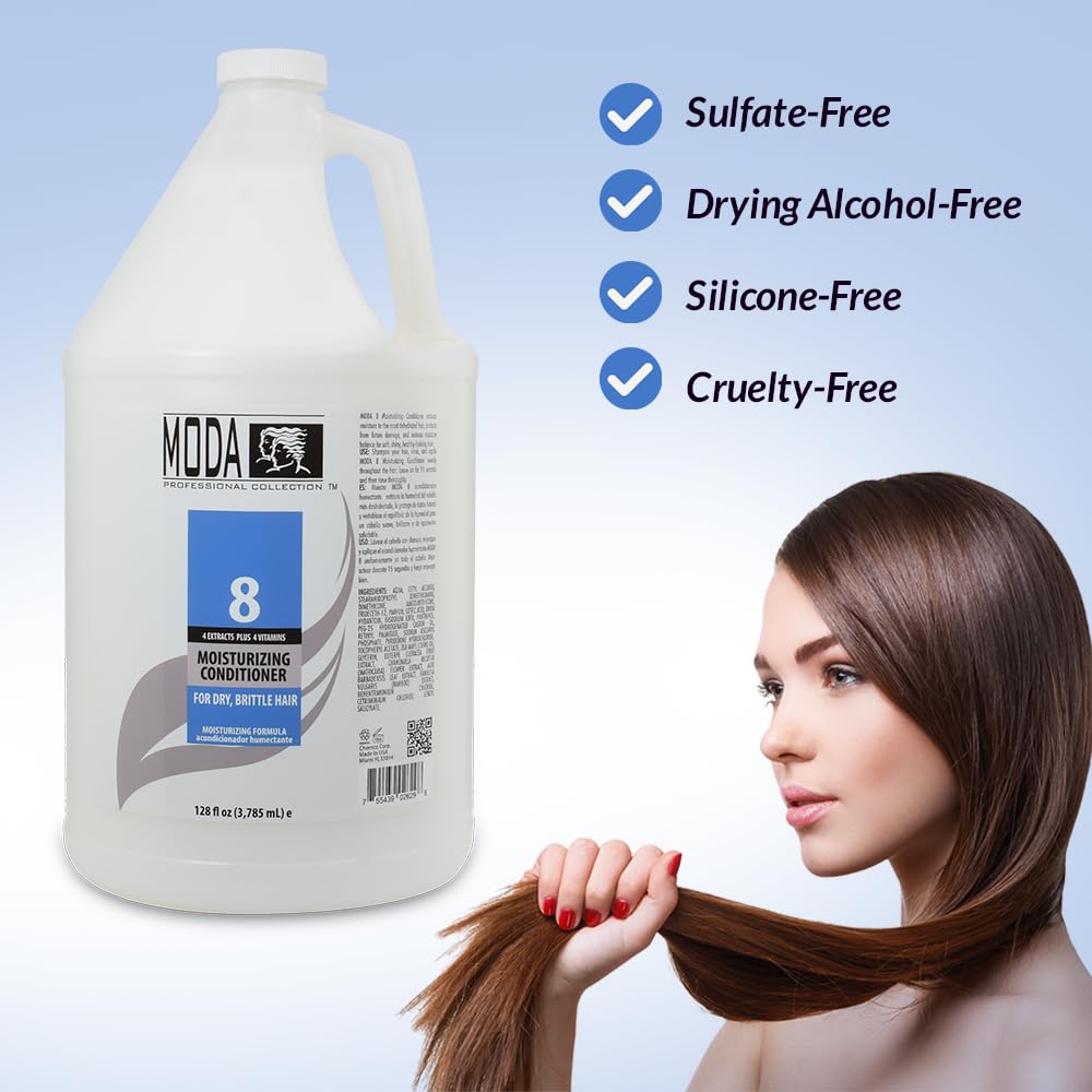 MODA Hair Conditioner with 4 Extracts + 4 Vitamins — Ultra Moisture for Dry Hair (128 oz)