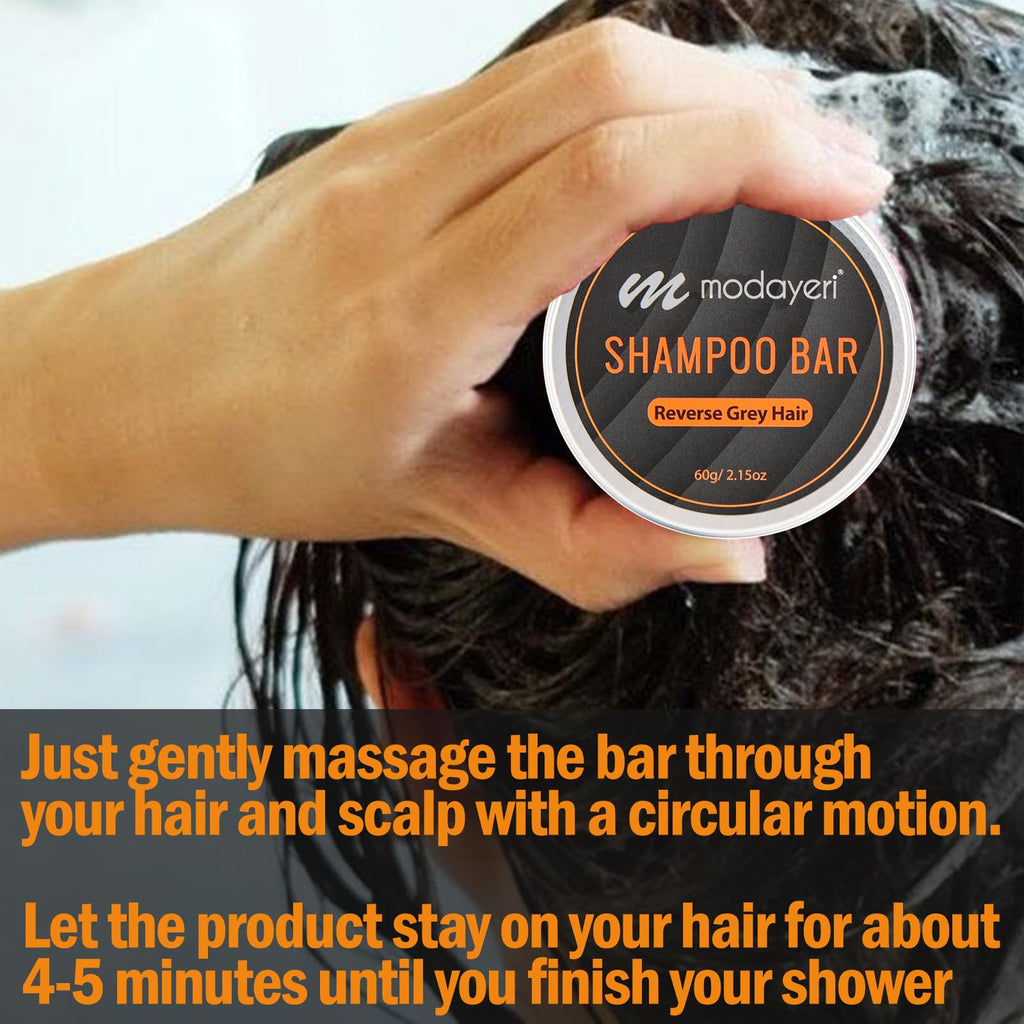 Modayeri Reverse Grey Hair Shampoo Bar – Natural Anti-Grey Treatment, Sulfate-Free, 2.15 oz
