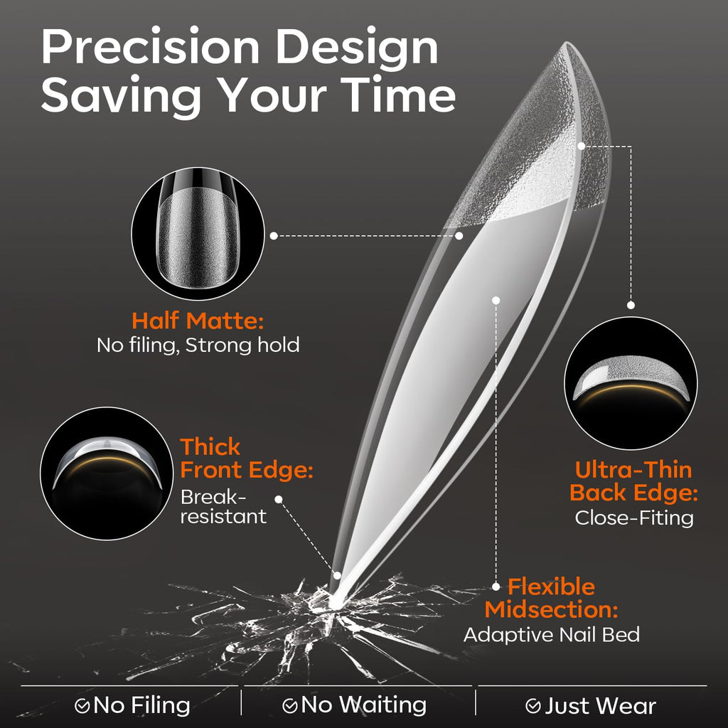 Modelones X Nail Gel Kit Almond: 510 Tips, Gooseneck LED Lamp, 10-in-1 Glue & Dehydrator