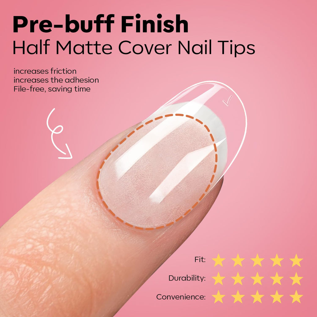 Modelones X Nail Gel Kit: 510 Short Oval Tips, 9-in-1 Glue, UV/LED Lamp