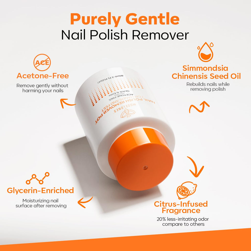 Modelones Acetone-Free Nail Polish Remover Pot with Jojoba Oil – Gentle & Non-Drying