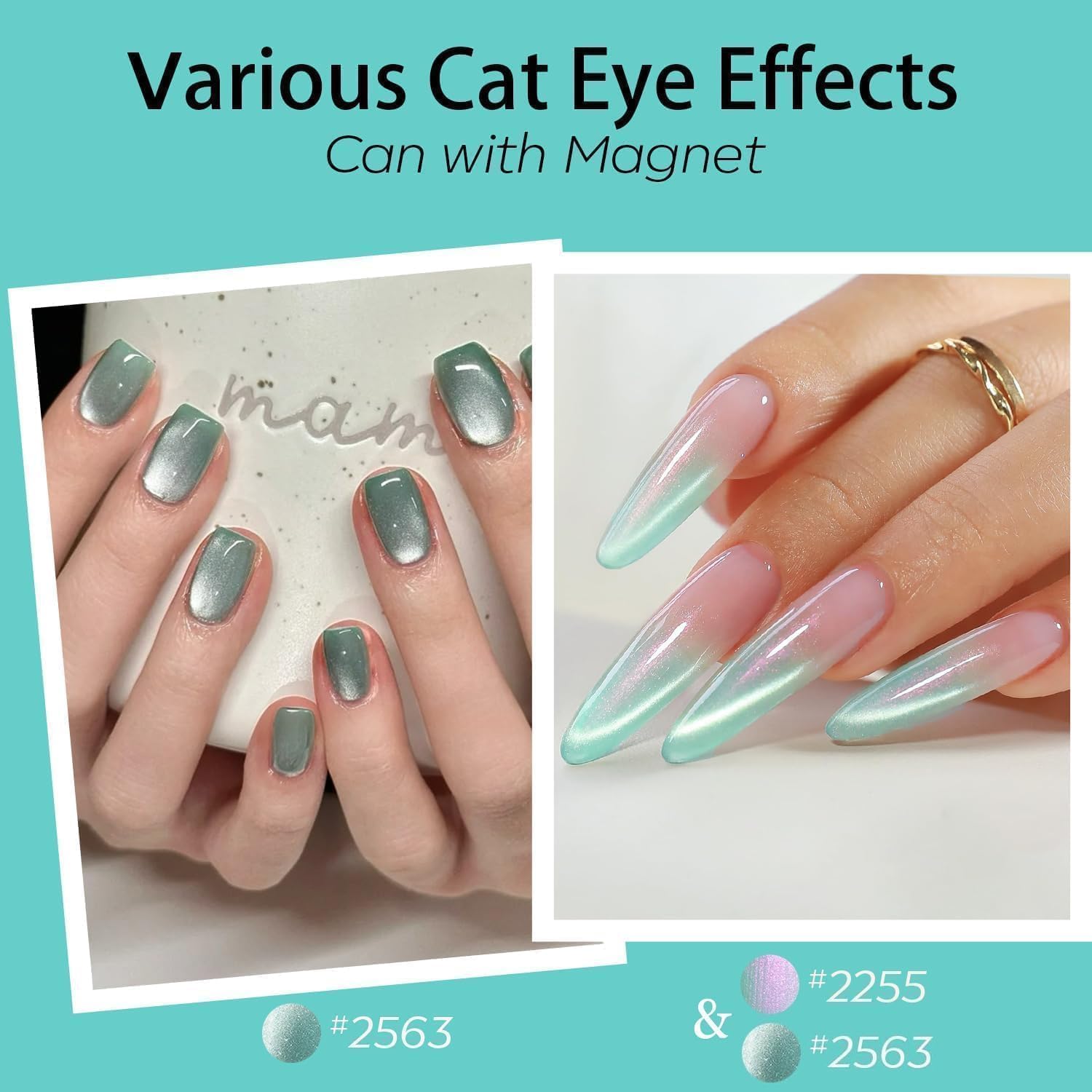 Modelones Gel Nail Polish Kit – 6 HEMA-Free Cat Eye Colors + Magnet