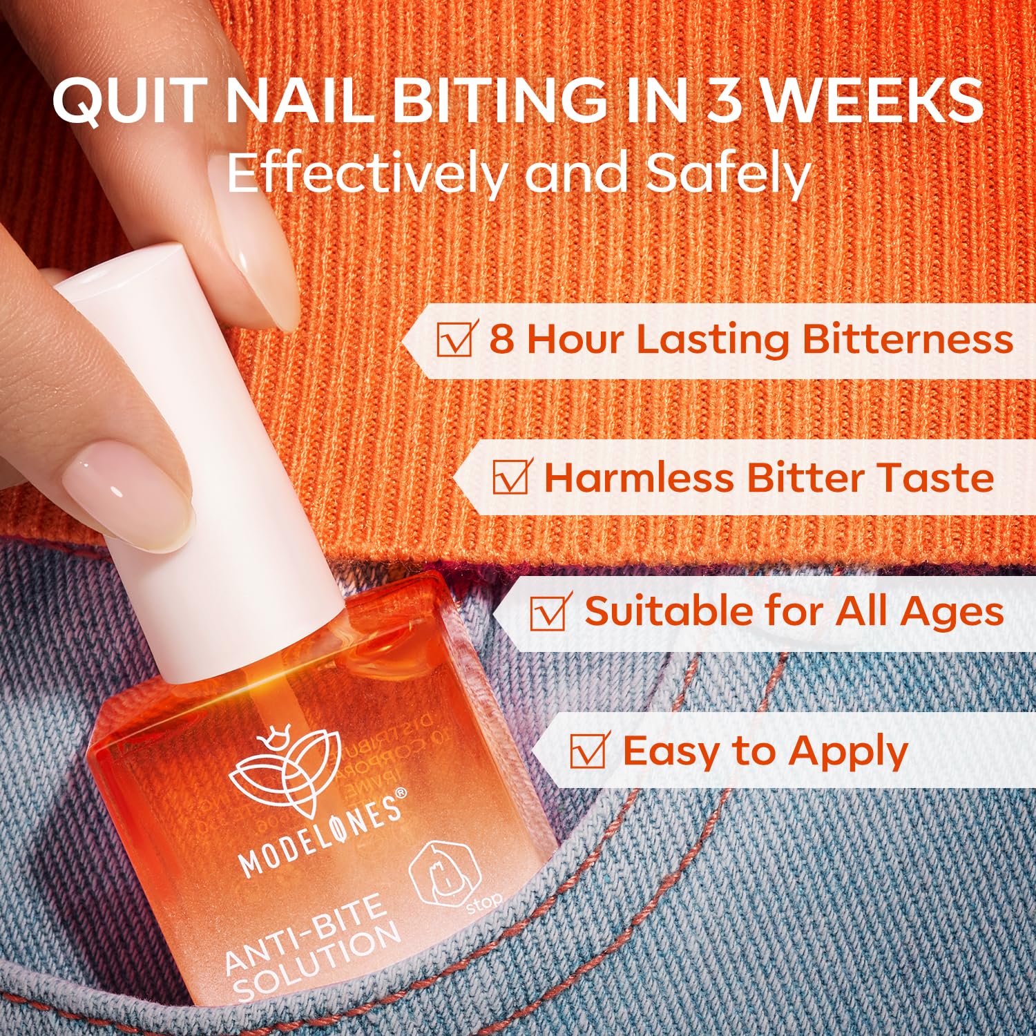 modelones Gel Nail Biting Treatment – Bitter Deterrent Nail Polish for Kids & Adults | Stop Nail Biting & Support Growth