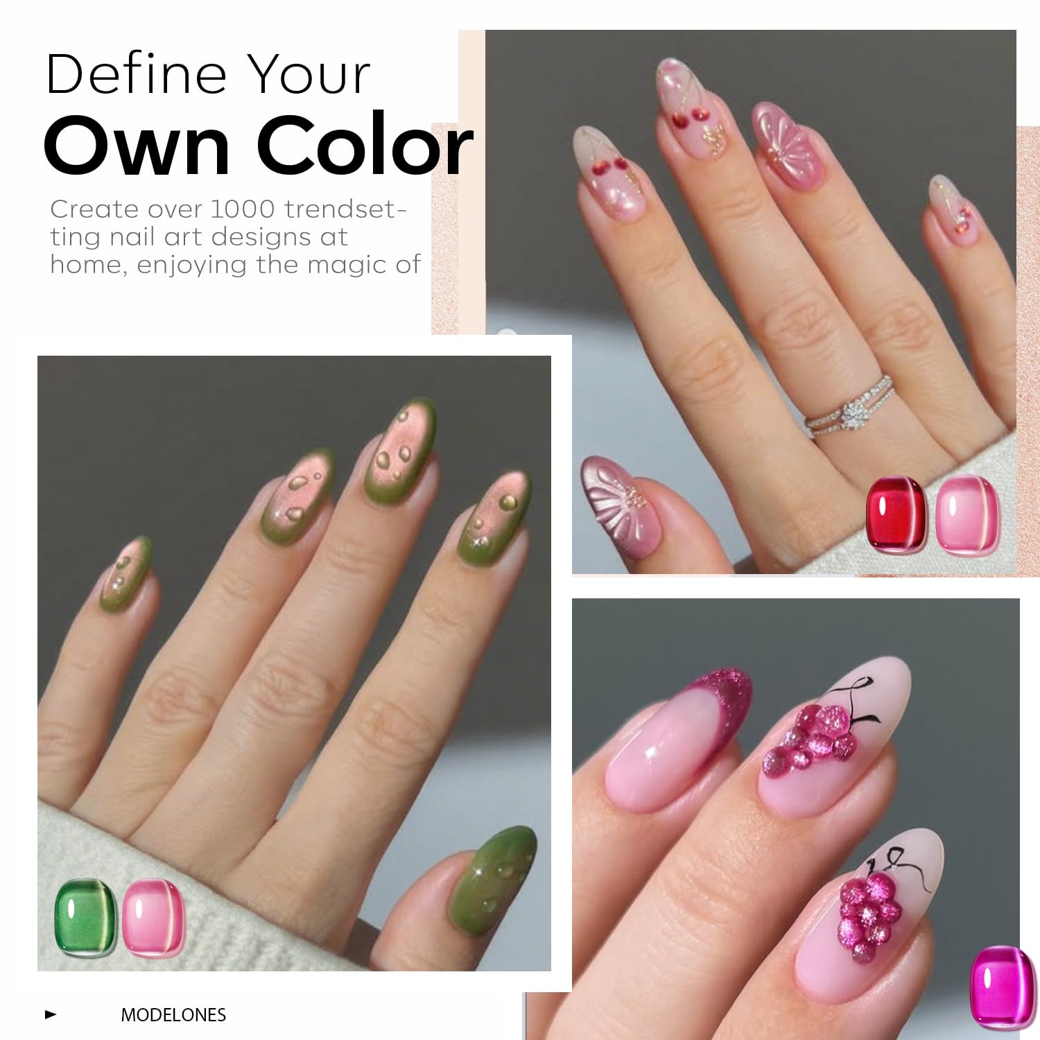 Modelones Cat Eye Gel Nail Polish Set – 6 Colors, 9D Magnetic Glitter, 7ml Each