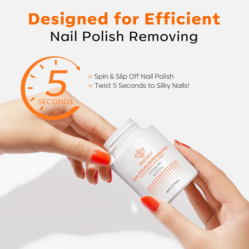 Modelones Acetone-Free Nail Polish Remover Pot with Jojoba Oil – Gentle & Non-Drying