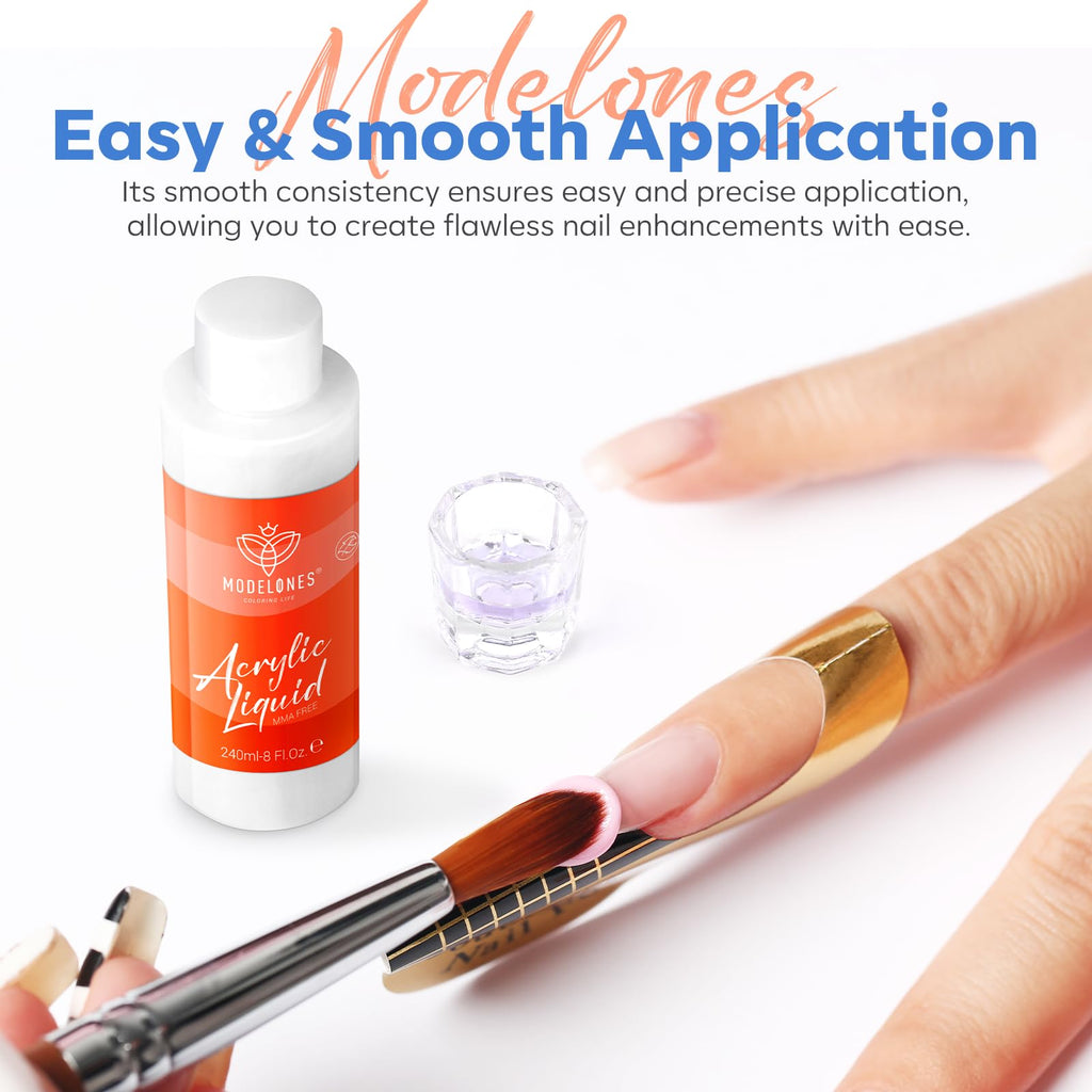 Modelones 8 oz Monomer Liquid – MMA-Free, Non-Yellowing Acrylic Nail Liquid (240ml)