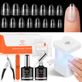 Modelones X Nail Gel Kit Almond – 15 Sizes, 9-in-One Glue, Portable UV/LED Lamp