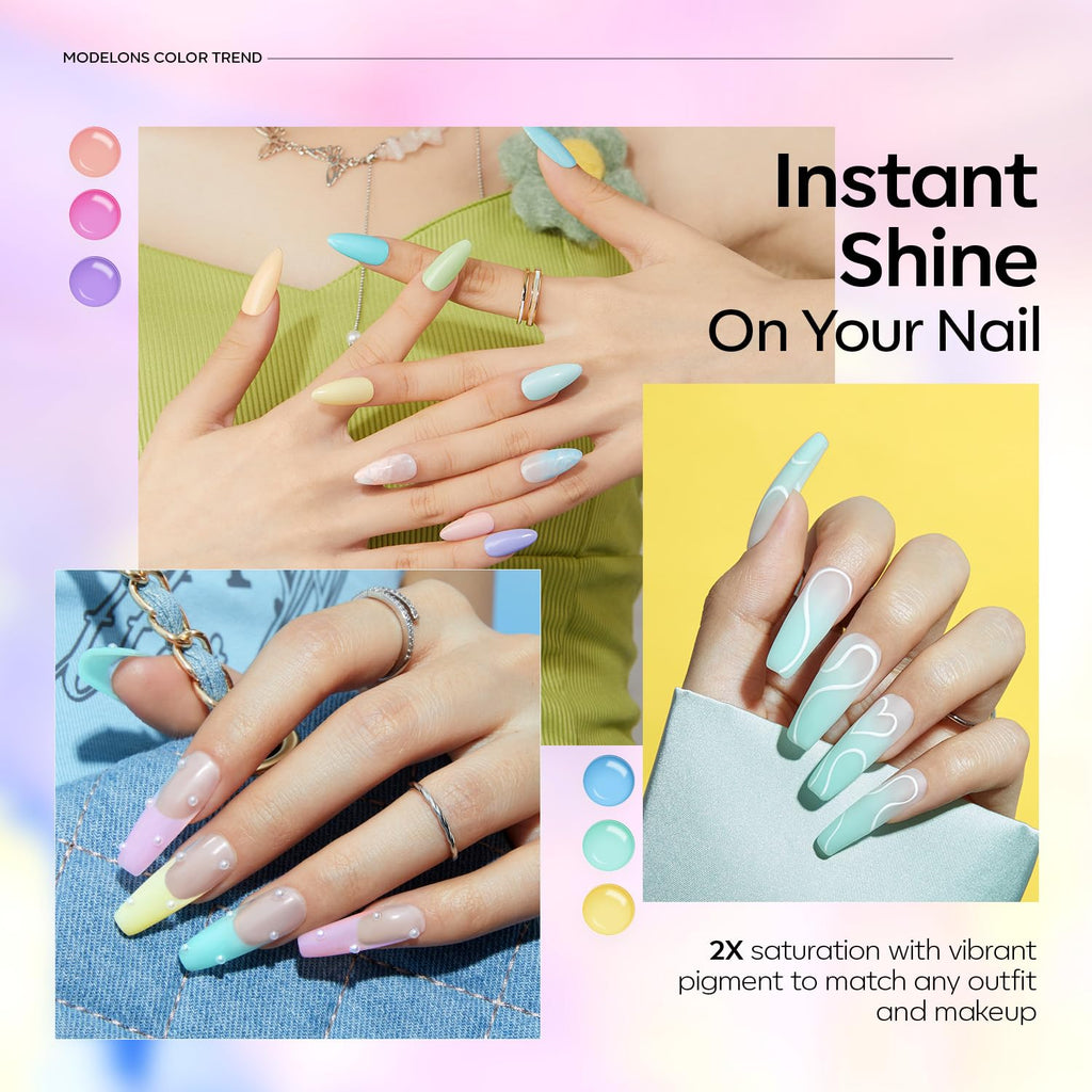 Modelones Poly Gel Nail Kit 60pcs – 6 Pastel Colors for Extensions, Nail Art & Manicure