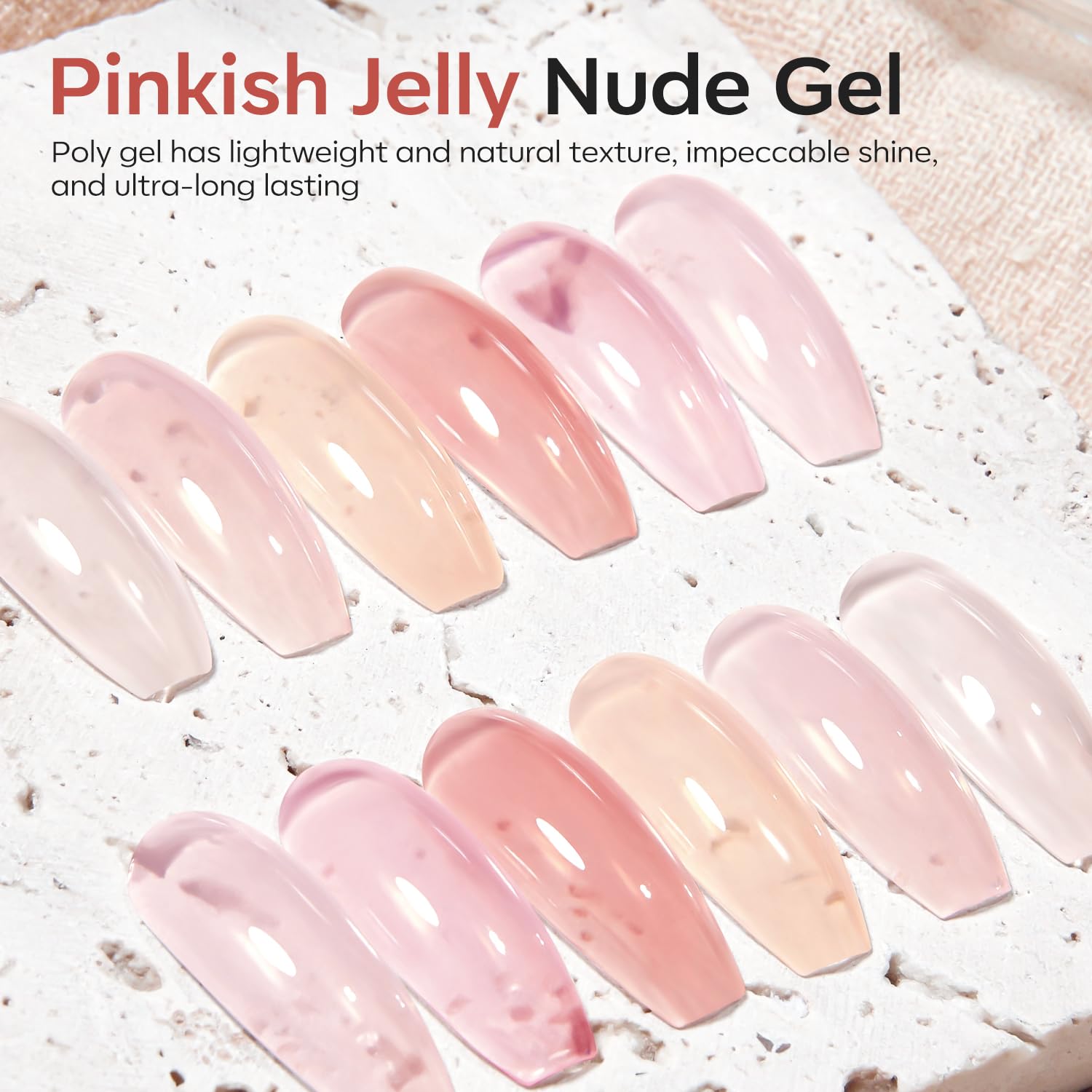 Modelones Poly Gel Nail Kit – 6 Colors + 8W Lamp for DIY Gel Nails at Home