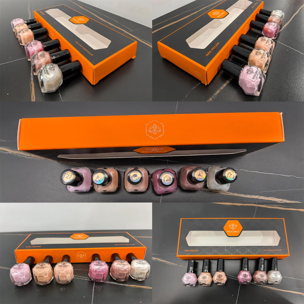 Modelones Nail Polish Set — 6 Neutral Nude Pink Shades, Quick Dry & Long-Lasting