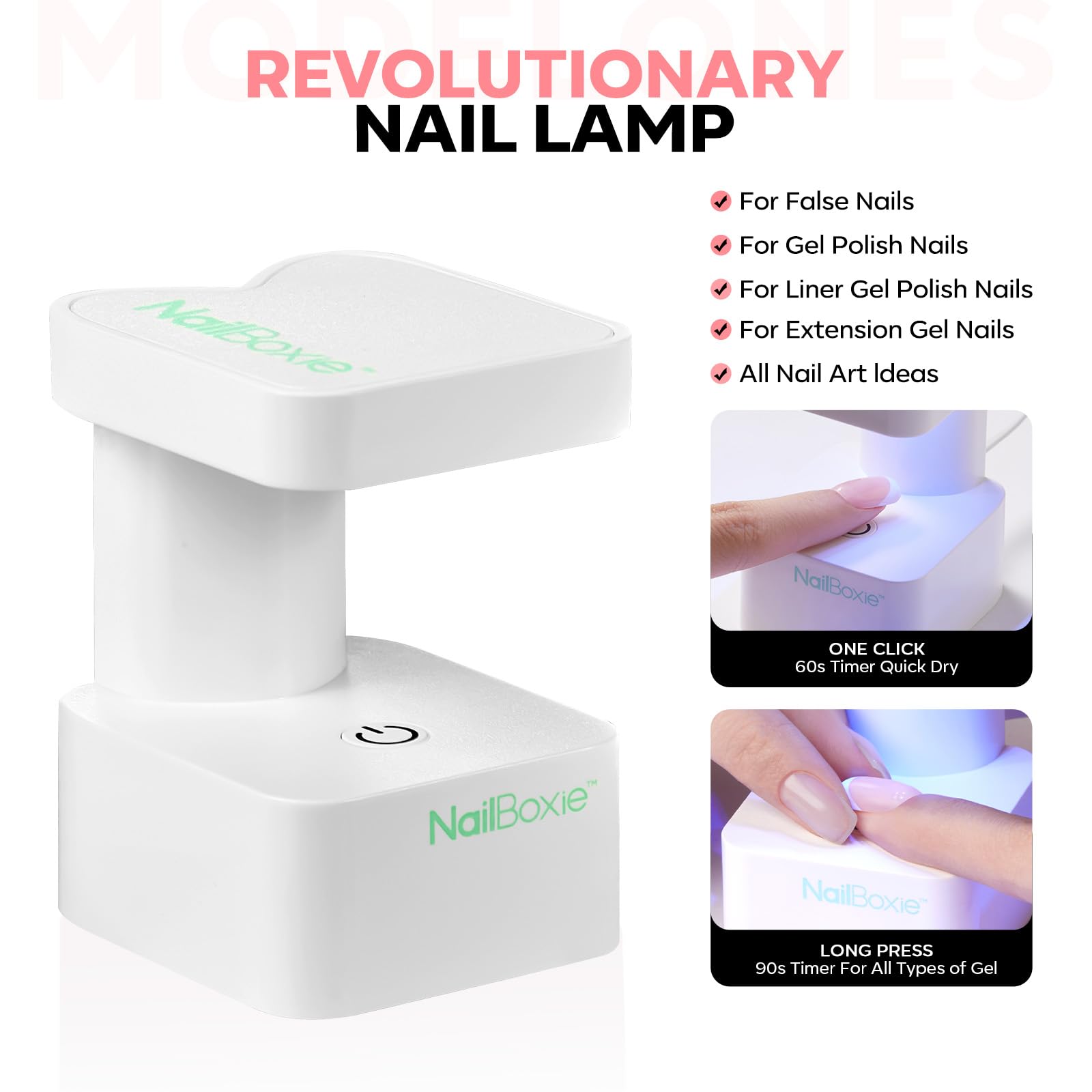 Modelones Gel Nail Kit with LED Light – 150 PCS Press-On Nails, Short Pink Square, 15 Sizes