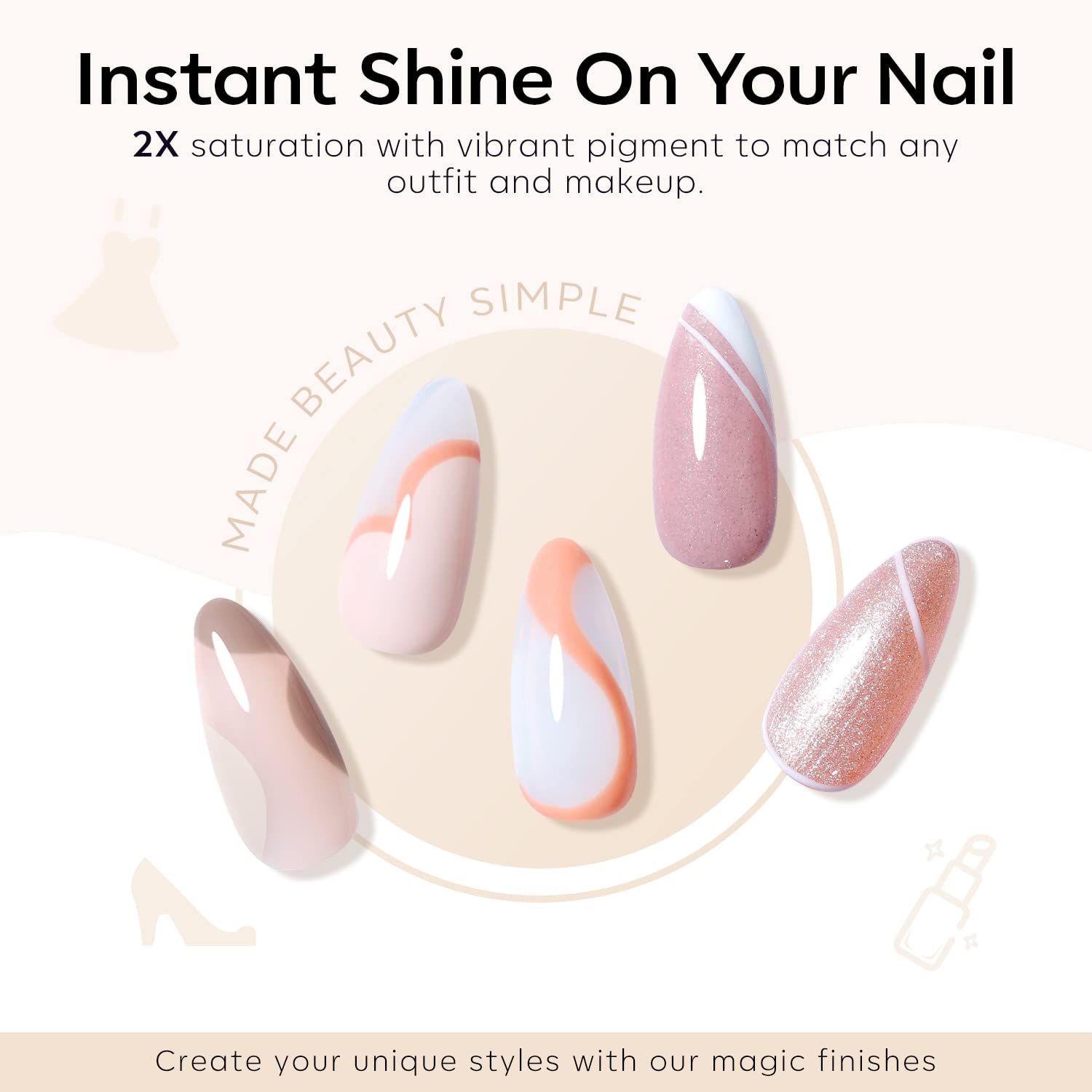 Modelones Gel Nail Polish Set — 6 Neutral Nude Colors | Soak-Off, Long-Lasting Shine