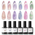 Modelones Cat Eye Gel Nail Polish Set — 6 Iridescent Mermaid Colors with Magnetic Nail Art