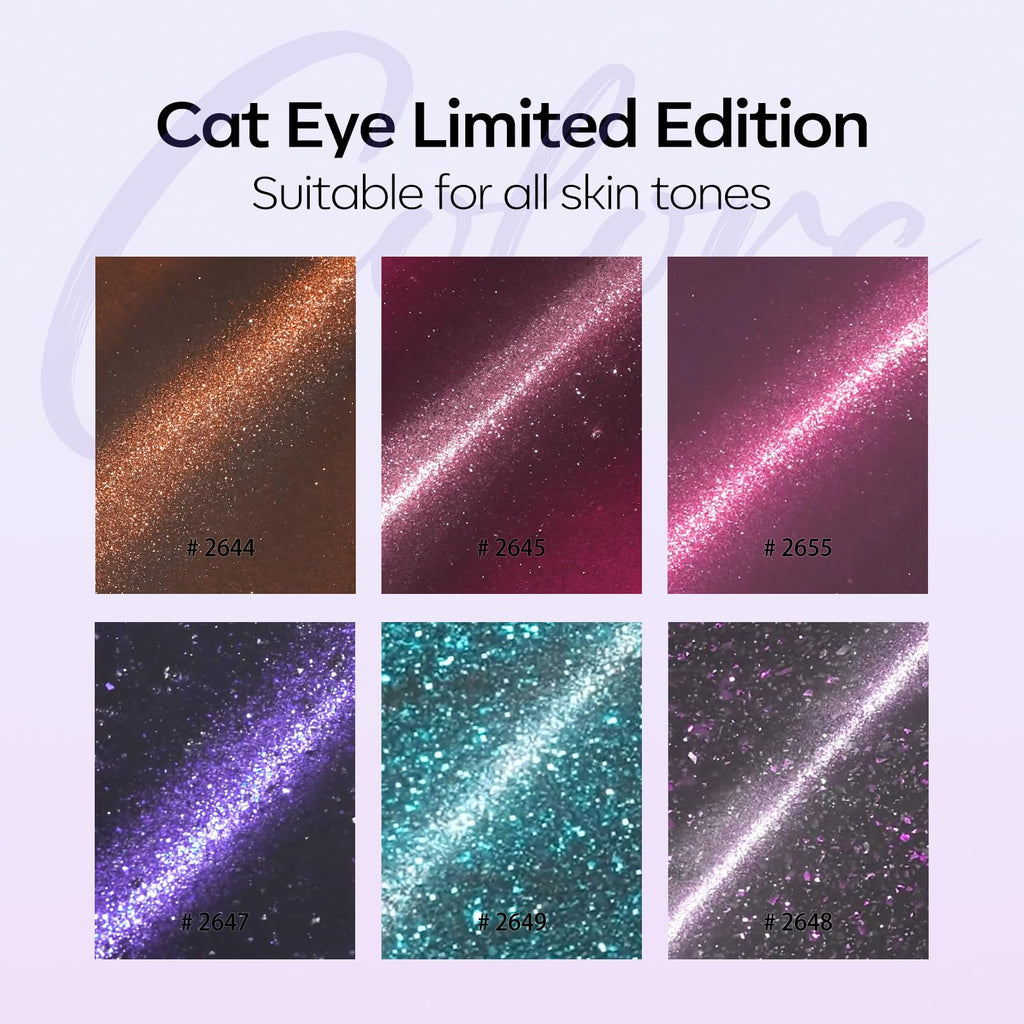 Modelones Cat Eye Gel Nail Polish Set – 6 Color Magnetic Gel Polishes, 7ml, Magnet Included