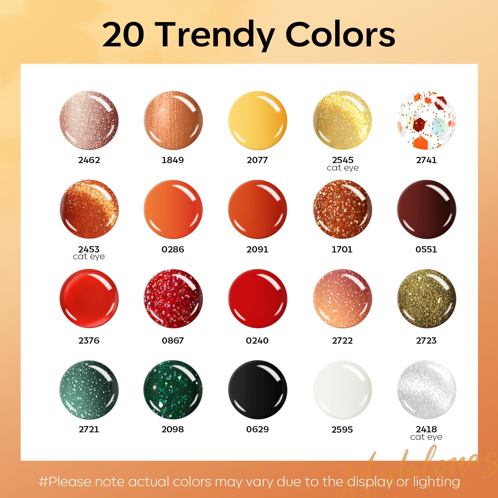 Modelones 24PCS Gel Nail Polish Set – Fall/Winter Cat Eye & Top Coats