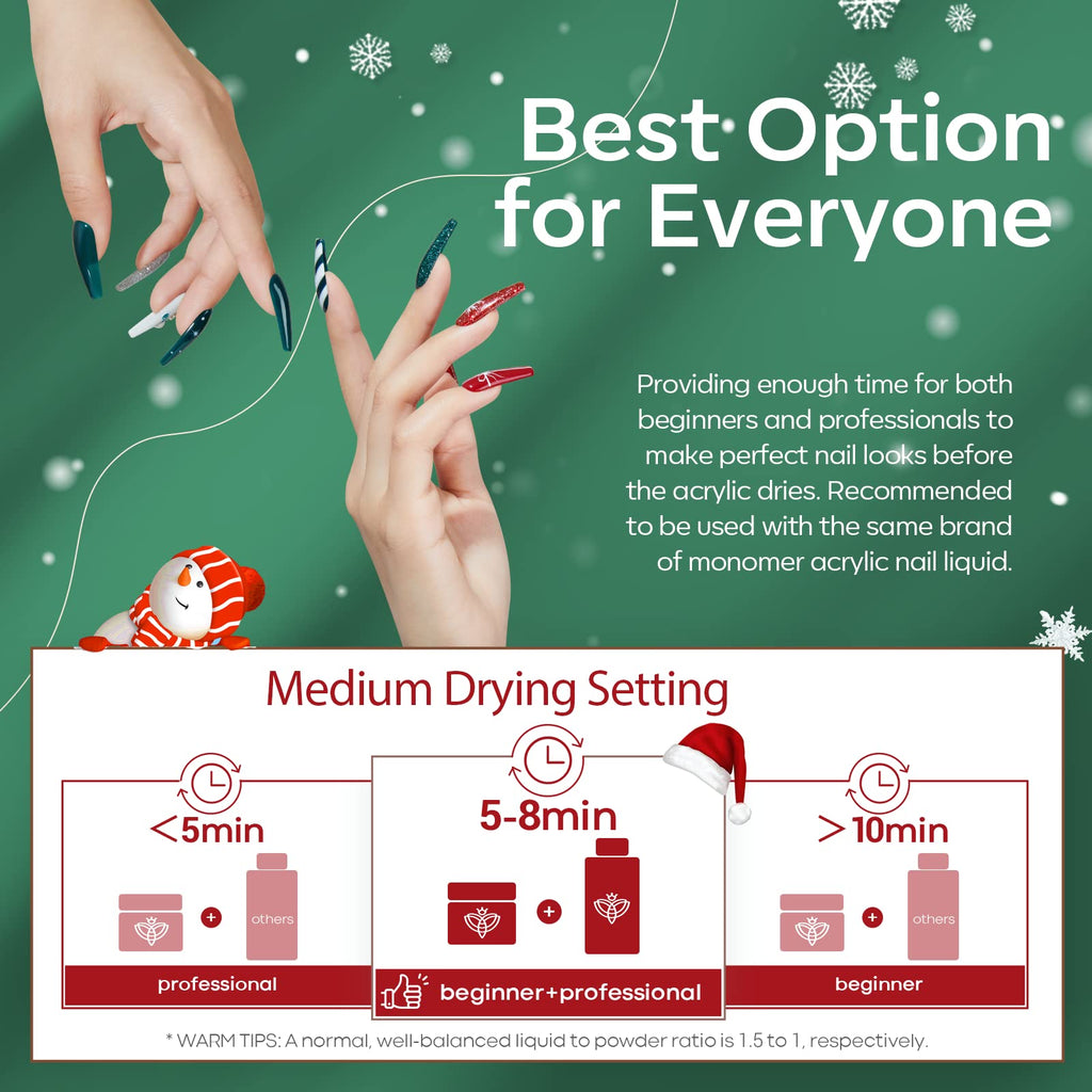 Modelones Christmas Colors Acrylic Powder Kit — 6 Festive Shades (No Lamp Needed)