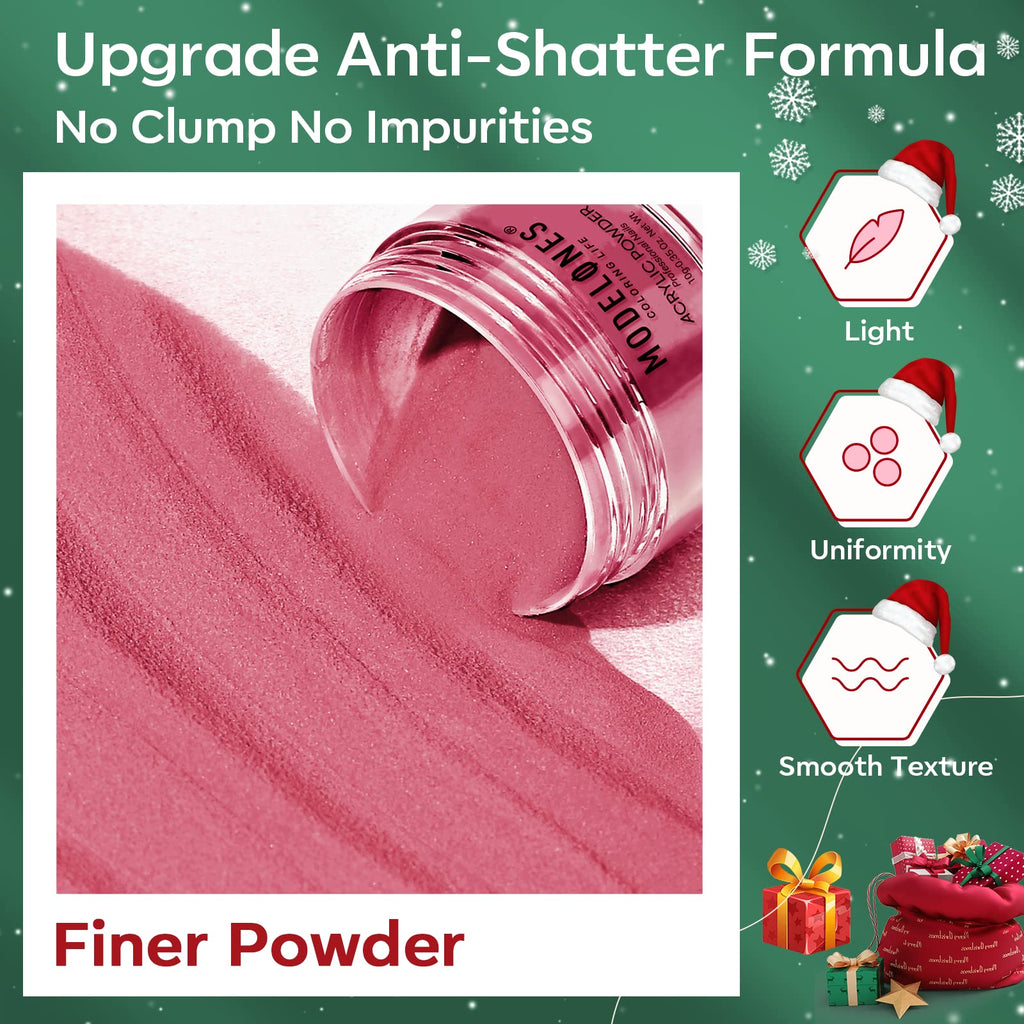 Modelones Christmas Colors Acrylic Powder Kit — 6 Festive Shades (No Lamp Needed)