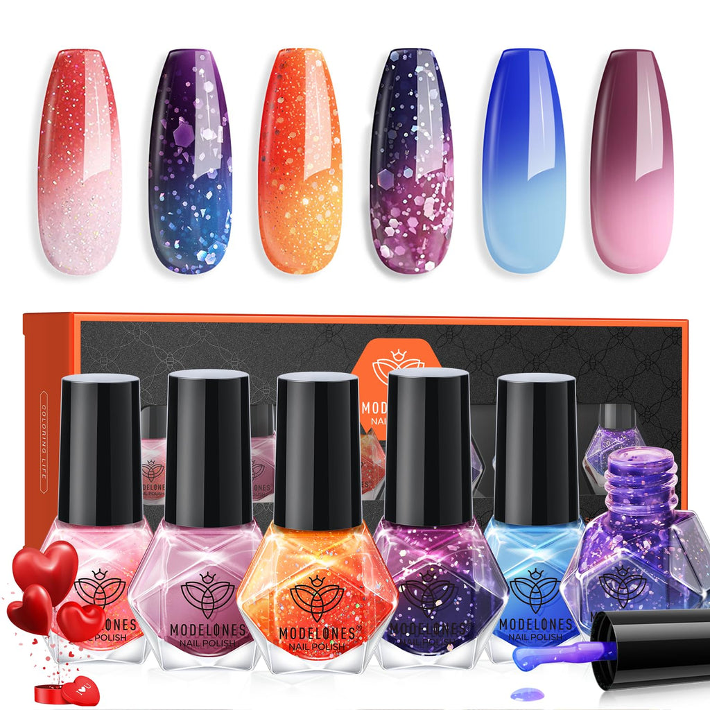 Modelones Color Changing Nail Polish Set – 6 Mood Colors, Quick Dry, Ombre