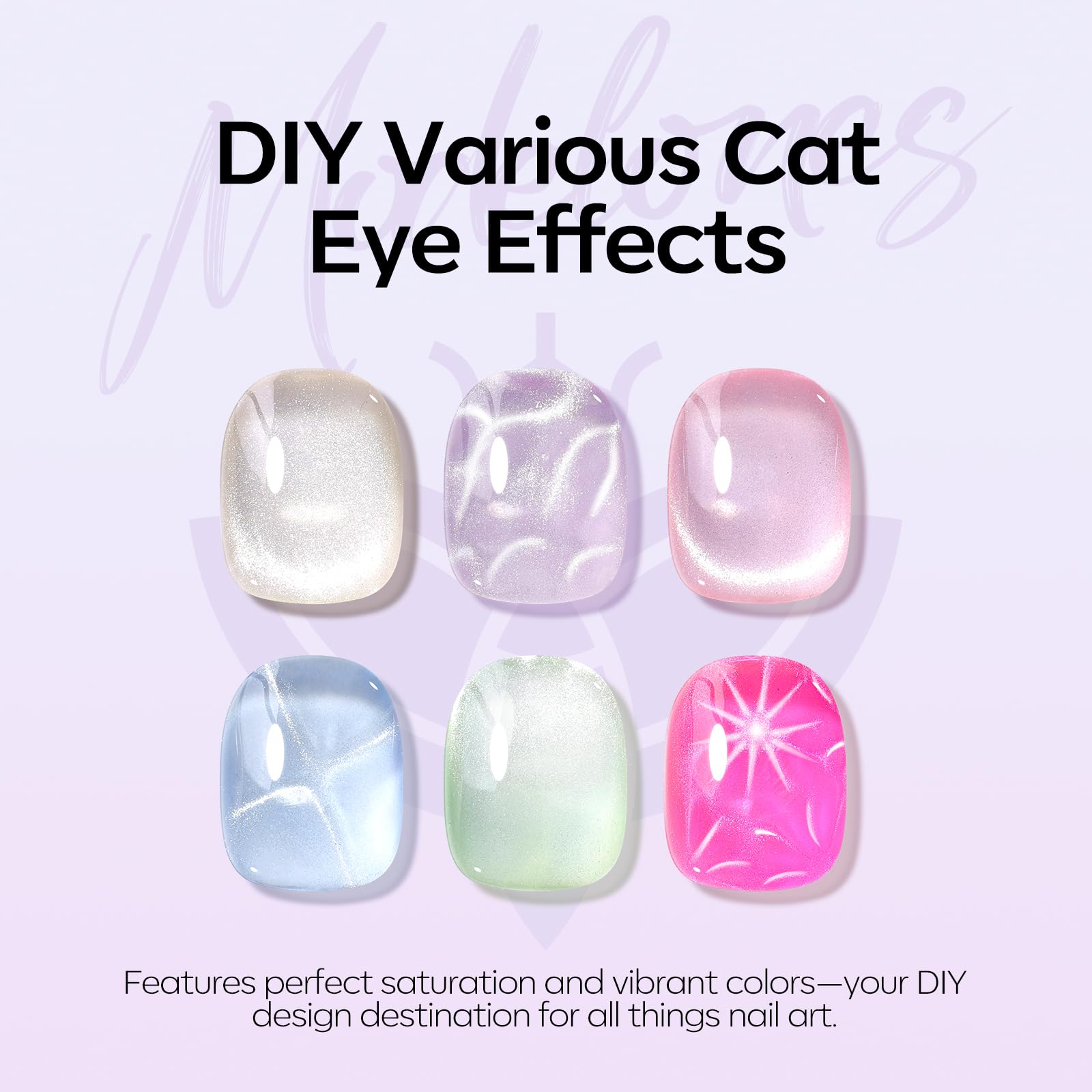 Modelones Cat Eye Gel Nail Polish Set — 6 Colors with Magnet Sparkle