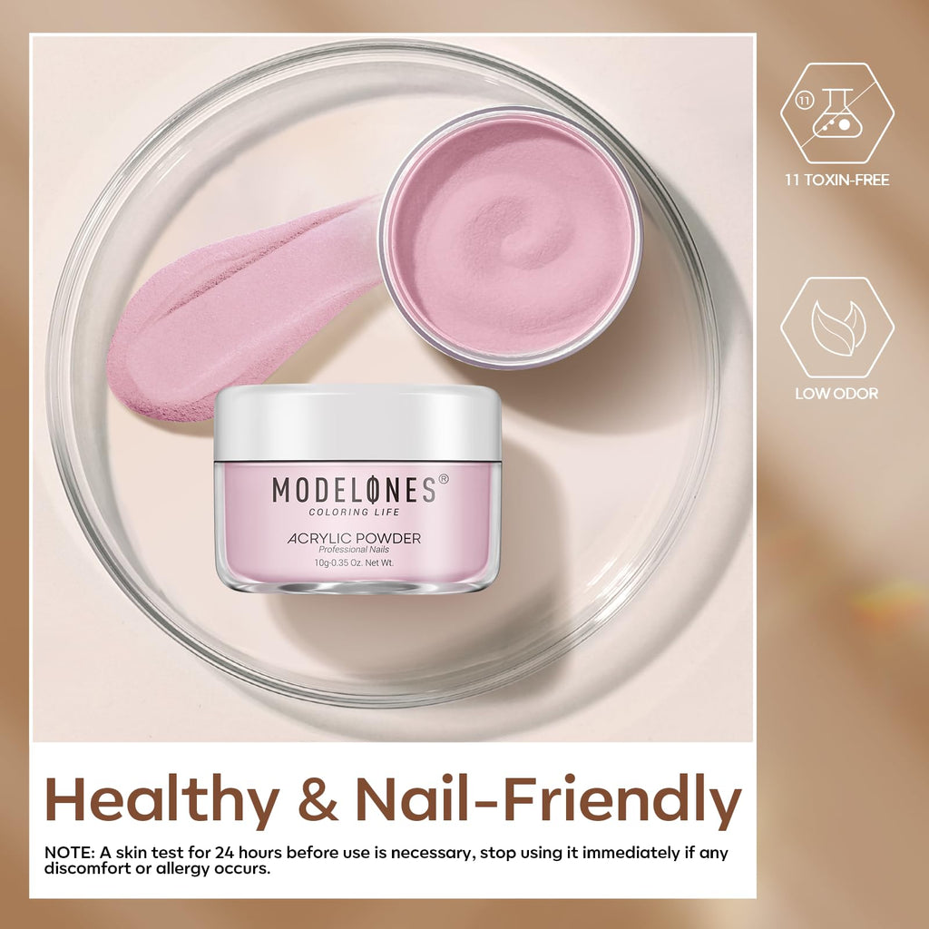 Modelones Acrylic Powder Kit – 6 Colors for Nail Extensions & Halloween Art | No Lamp Needed (C6-Blushing Nude)