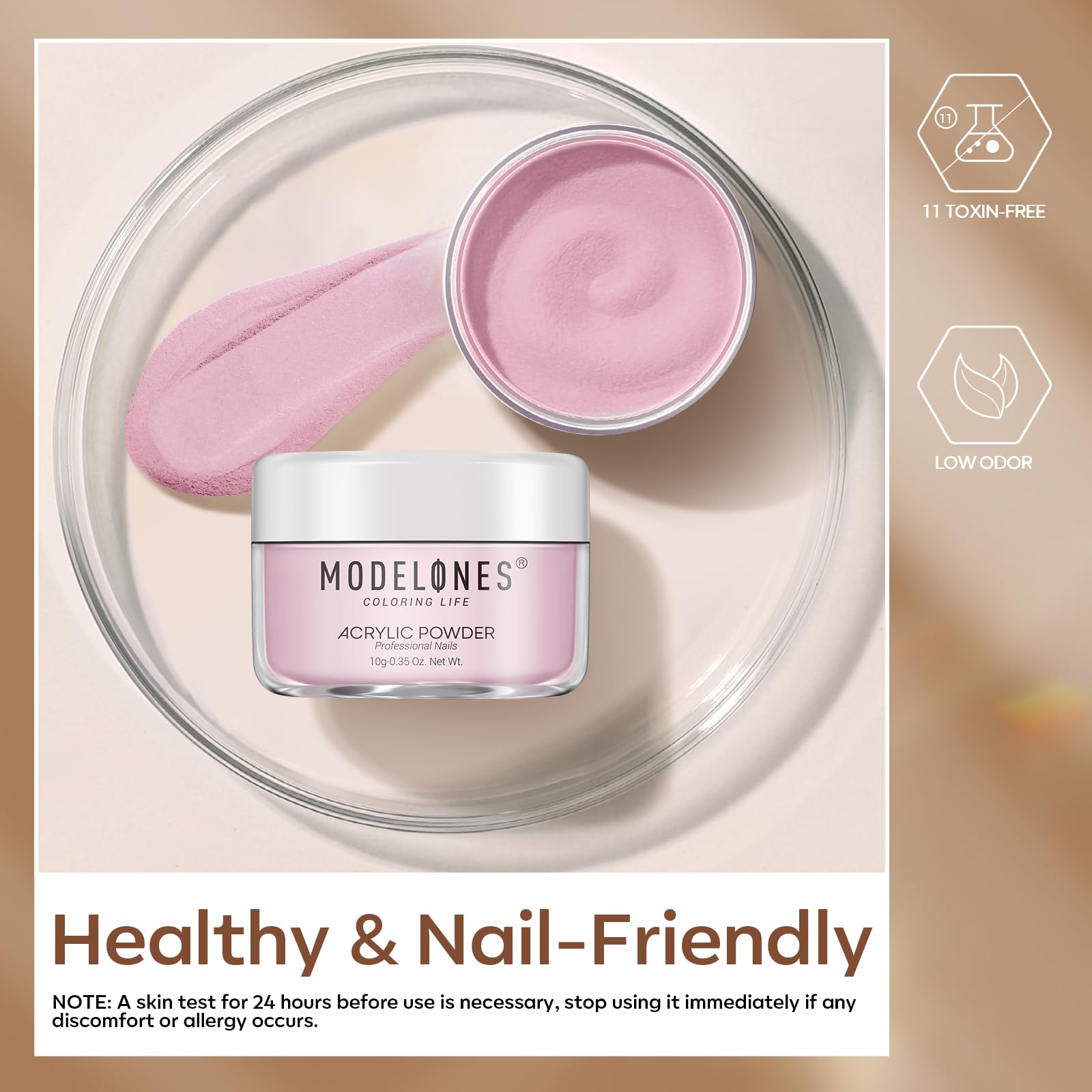 Modelones Acrylic Powder Kit – 6 Colors for Nail Extensions & Halloween Art | No Lamp Needed (C6-Blushing Nude)