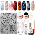 Modelones 16 PCS Gel Nail Stamping Plate Set – French Tip Kit, Chrome Powder, Matte Top Coat