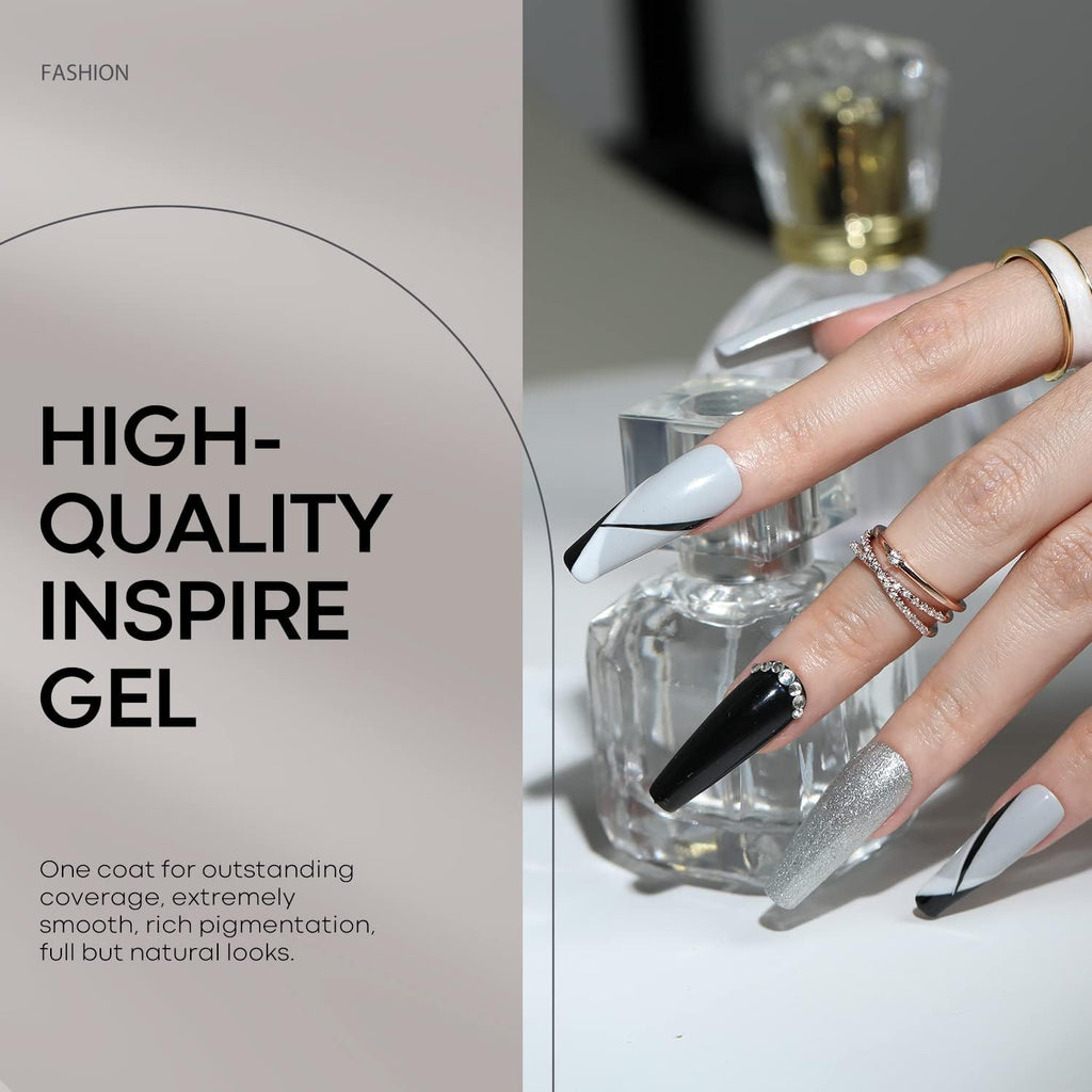 Modelones Grey Gel Nail Polish Set – 6 Colors (Winter Gray Tones) | Soak Off LED Kit