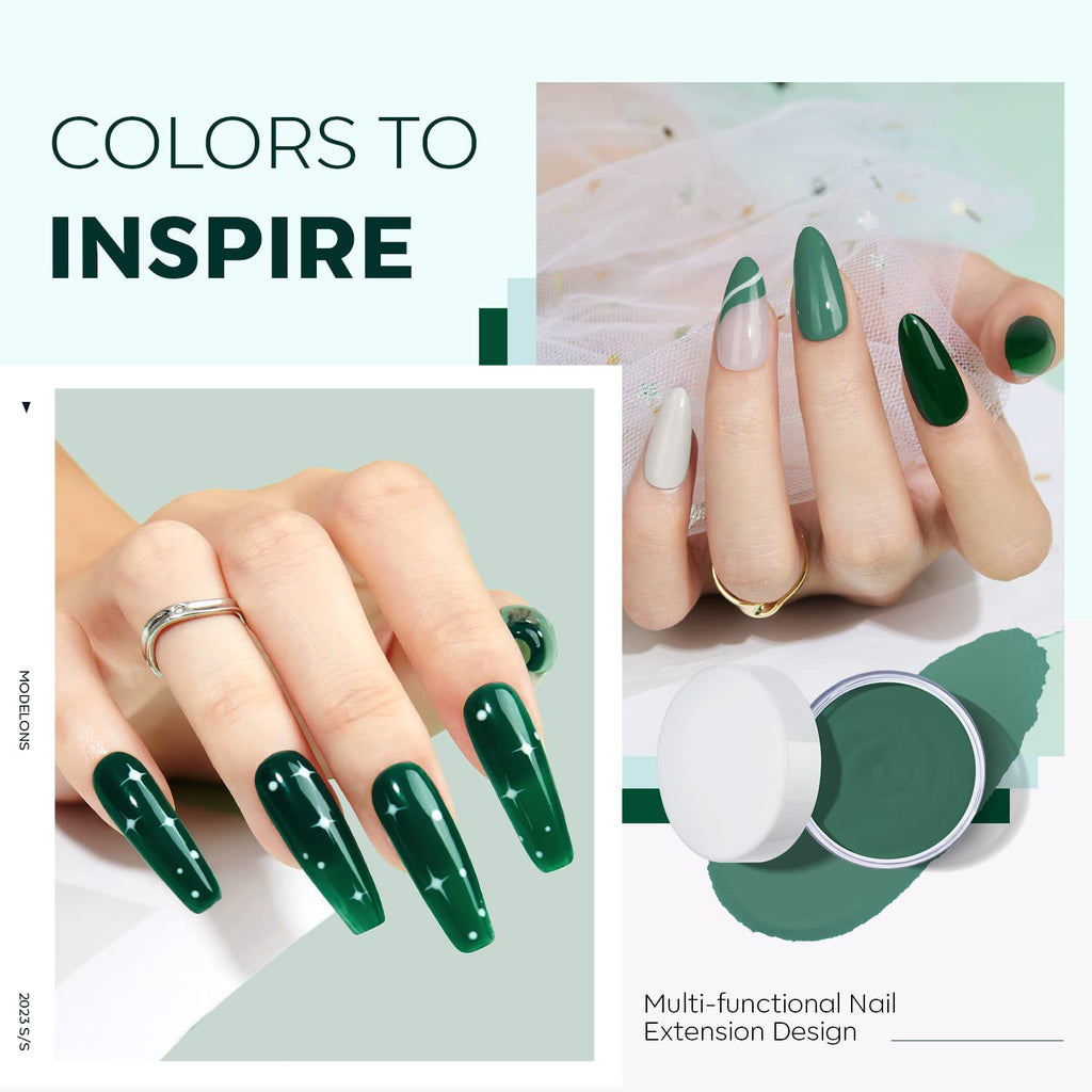 Modelones Acrylic Powder Kit — 6 Spring Colors for DIY Nail Art (Sage Green, Mist Blue, Light Grey, Dark Olive, Matcha, Avocado) - No Lamp Needed