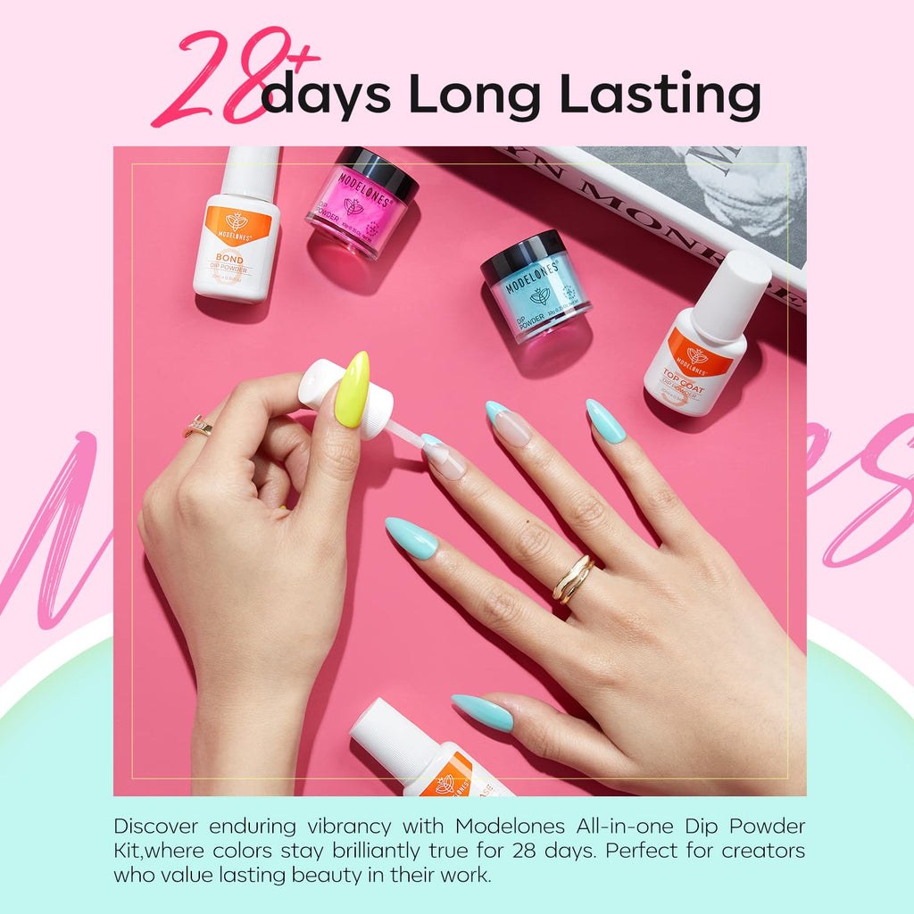 Modelones Dip Powder Nail Kit – 4 Colors, No Lamp Needed, Complete Starter