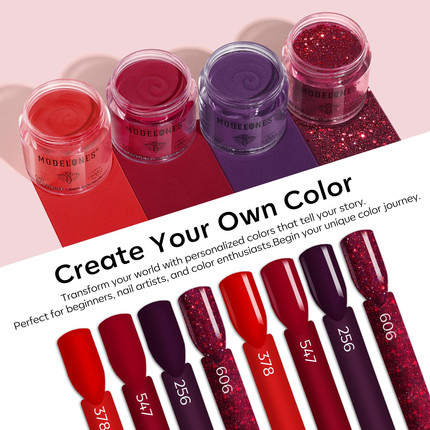 Modelones Dip Powder Nail Kit – 4 Colors with Liquid & Tools for At-Home Manicure