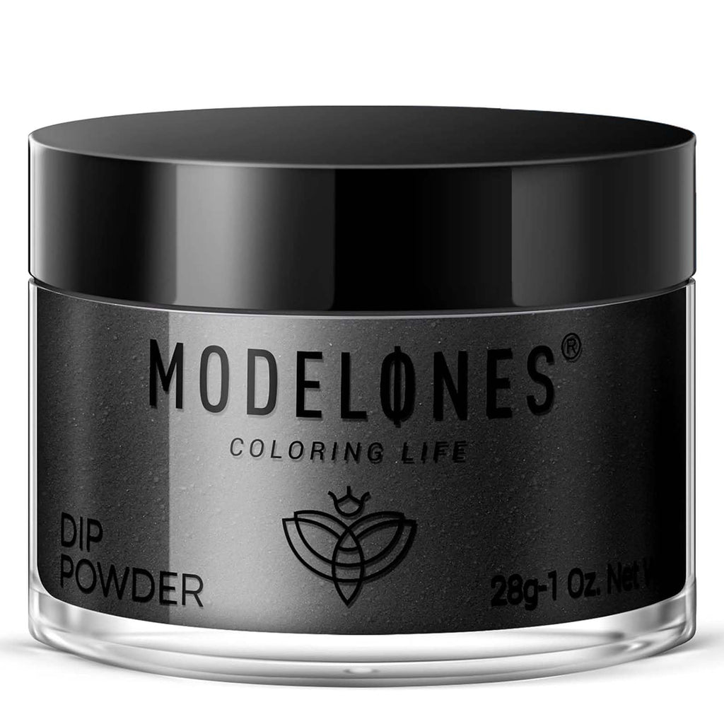 Modelones Dip Powder Black – 1 oz Nail Dipping Powder for Long-Lasting Nails (No Lamp Needed)