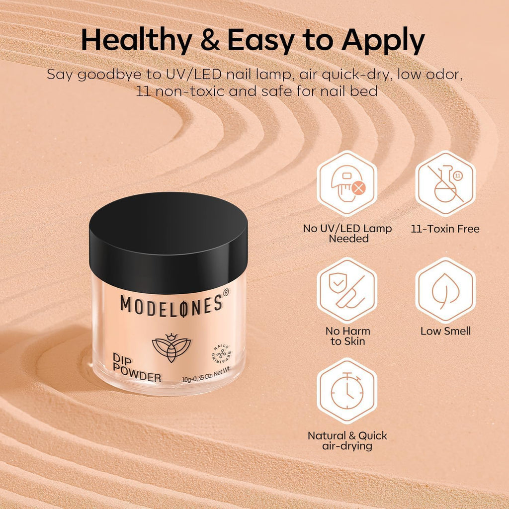 Modelones Dip Powder Nail Kit Starter — 20 Colors, Bond/Base/Activator/Top, No Lamp Needed