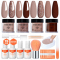 Modelones Dip Powder Nail Kit – 4 Colors Beige, Brown & Glitter with Liquid & Complete Accessories